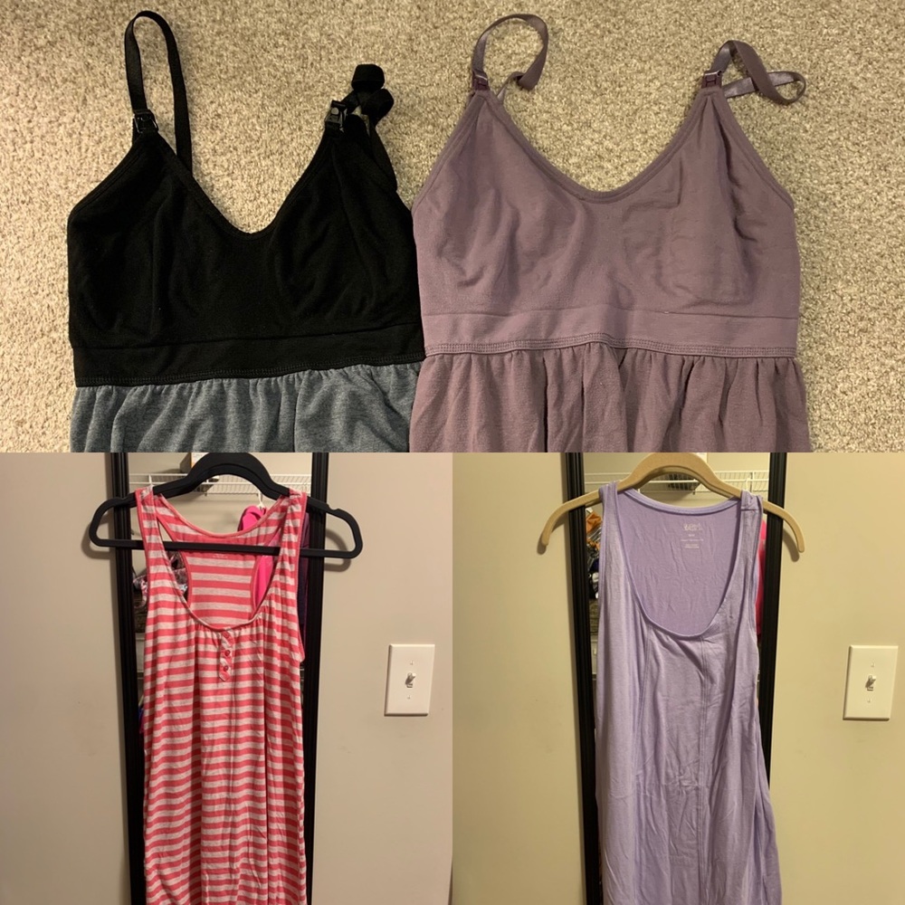 Lot of 2 nursing tanks and 2 maternity nightgowns
